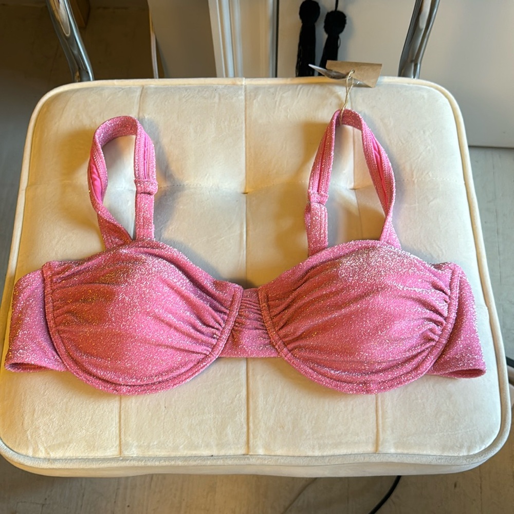Lurex Ruched Underwire Bikini Top Only